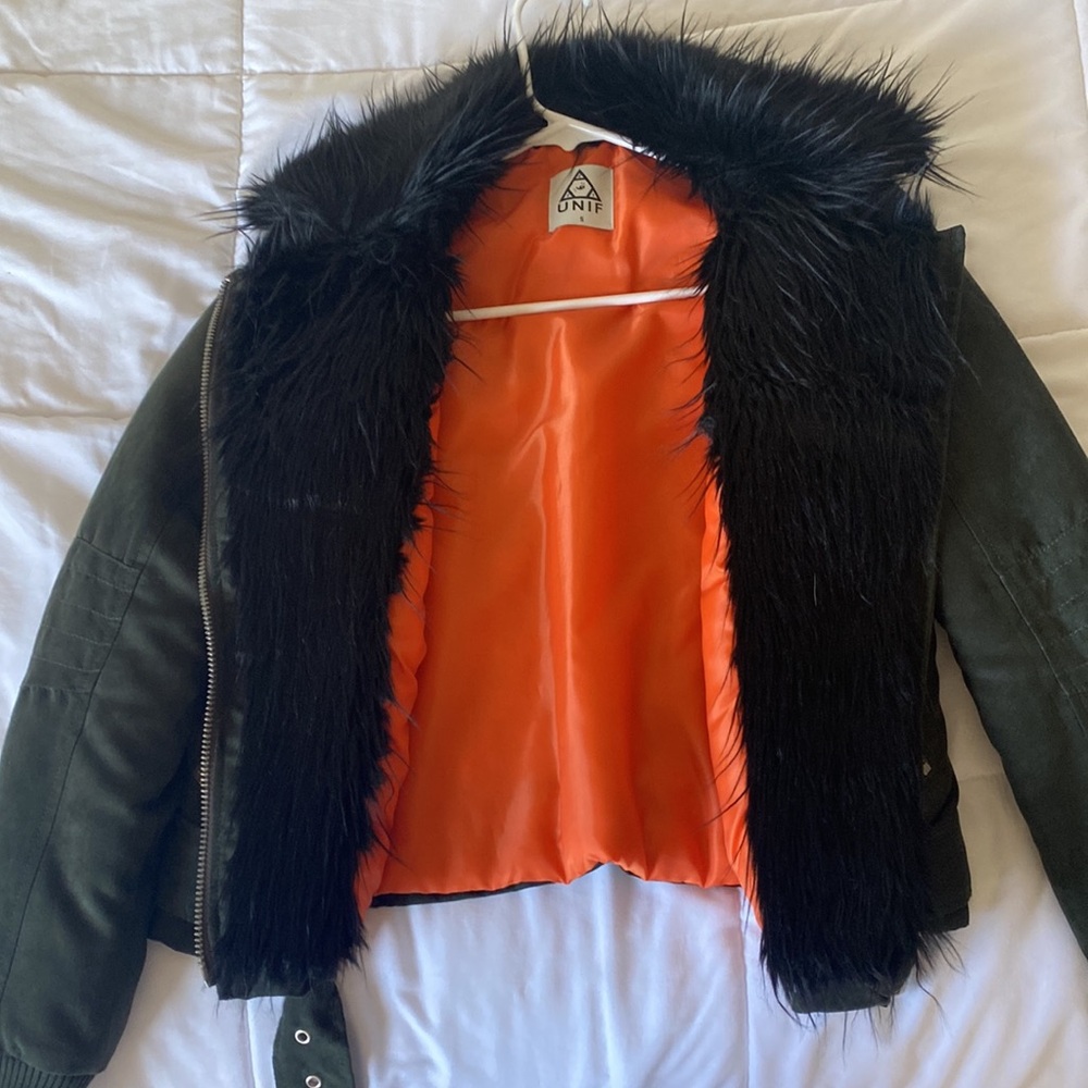 Unif Green Aviator Style Jacket, Size Small - image 8